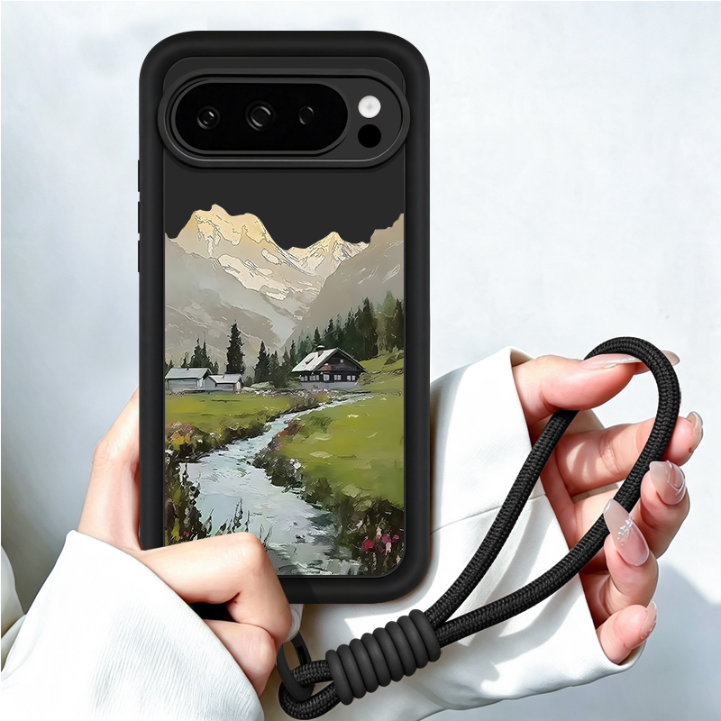 Google Pixel 9 Pro - Landscape Pattern Lanyard Phone Case For